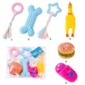 Set di 6 giocattoli da masticare per cani con pollo stridente, burger e osso - Set Giocattoli Molari Macaron