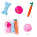 Lot de 4 jouets pour chien avec carotte en corde, os à mâcher et balles à picots - Ensemble Carotte + Balle à Picots + Os + Balle Sifflet