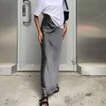 Elegant charcoal grey satin-finish high-waist maxi skirt for women commute style - S / Bottoms / Gray