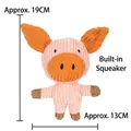 Durable plush squeaky pig toy for dogs showing 19cm height and 13cm width dimensions - Pig Shape