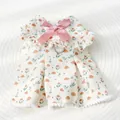 Cute mushroom pattern pet harness dress with pink bow and leash D-ring - XL / Golden Mushroom Wild Joy Dress