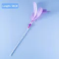 Bacchetta per gatti con piume viola, perline e campanellino, lunghezza 34 cm per giochi - Stile Piuma Viola