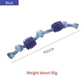 Gioco da masticare in corda di cotone blu con due palline di gomma chiodate per cani - Palla a doppio nodo / Circa 31cm / Blu