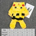 Detailed size chart for yellow Pikachu-themed coral fleece warm pet costume hoodie - XS / Pikachu Transformation Outfit