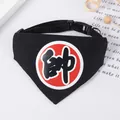 Creative canvas pet bandana collar with handsome character print in black for dogs and cats - Handsome Style