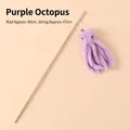 Bacchetta per gatti in legno con polpo di peluche viola e campanello - Stile Polpo / Legno / Viola