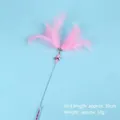 Bacchetta per gatti con piume rosa, campanello e asta di metallo per gioco interattivo - Piuma Rosa