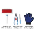 Haustierpflege-Set mit Zupfbürste, Nagelknipser, Feile und blauem Handschuh - Pflegeset A-1