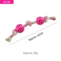 Giocattolo per cani in corda di cotone rosso rosa con palline di gomma, lunghezza 31 cm - Palla a doppio nodo / Circa 31cm / Rosso