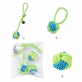 Set of green and blue cotton rope chew toys for dogs in plastic packaging 86 chars - Hand Throw Ball + Single Ear Ball + Single Ball Style (3-Piece Set)