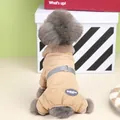 Premium thickened quilted winter dog coat with faux fur collar and harness ring in khaki - S (Recommended 1.25-2kg) / Khaki