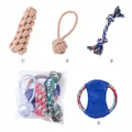 Ensemble varié de jouets à mâcher en corde de coton tressé pour chiots et petits chiens - Ensemble Balle à Une Oreille + Nœud Double + Frisbee + Maïs