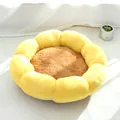 Flower shaped plush pet bed for cats and dogs with soft yellow petals and brown center - S1 (40cm) / Goose Yellow (Coffee Center)