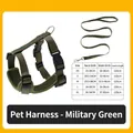 Verstellbares Hundegeschirr Set in Armeegrün mit detaillierter Größentabelle für Hunde - XS / Armeegrün