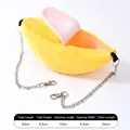 Hamac suspendu chaud en peluche jaune en forme de banane avec des chaînes en métal - Nid Banane / 20x6.5cm / Jaune
