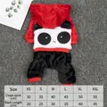 Panda-themed pet winter fleece hoodie with detailed size chart overlay - L / Panda Costume