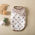 Detailed close-up of pet vest featuring cute bear pattern and striped turnover collar - XS / Star Button Bear Print