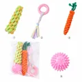 Lot de 4 jouets à mâcher durables pour chiens avec carotte en corde et balle rose - Set de 4 Pièces Nœuds en Corde Macaron