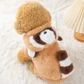 Cute raccoon design plush pet hoodie for small dogs and cats in autumn winter - M / Raccoon Costume