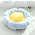 Soft plush flower-shaped pet bed for cats and dogs in light blue and yellow center - S1 (40cm) / Sky Blue (Yellow Center)