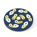 Jouet interactif pour chien avec design de gamelle lente en bleu et jaune - Plateau à Friandises Rond / Emballage en boîte / Bleu