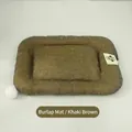 Durable and breathable coarse linen pet bed mat for dogs and cats in khaki brown color - S 40*28cm (Up to 2.5kg) / Khaki Brown