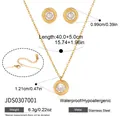 Elegantes Set aus goldener Edelstahl-Halskette und Ohrringen mit runden Zirkonia - Runder Stil (JDS0307001) / Gold