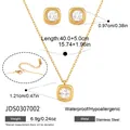Wasserfestes 18K vergoldetes Edelstahl-Halsketten- und quadratisches Ohrring-Set - Quadratischer Stil (JDS0307002) / Gold