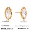 Especificaciones detalladas de los pendientes de cristal de talla marquesa en acero inoxidable - Pendientes de Botón de Corte Marquesa (JDE0101334)