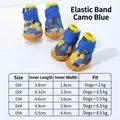 Zapatos para perros camuflaje azul con suelas de goma antideslizantes y malla - Talla 1 (Interior 3.8x2.8cm) / Azul Camuflaje