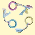 Anelli da masticare in TPR per cani con code in tessuto intrecciato - Striscia di Stoffa ad Anello a Costine Orizzontali / 20cm