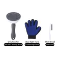 Professionelles Haustierpflege-Set mit Selbstreinigungsbürste, Handschuh und Flohkamm - Graue Ein-Klick-Bürste und Handschuh Set