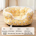 Yellow strawberry pattern pet bed sofa for cats and dogs, cozy winter sleeping nest - Size 1 (45*35*22cm) / Yellow Strawberry