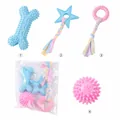 Lot complet de 4 jouets à mâcher pour chien avec os en caoutchouc étoile anneau et balle - Set de 4 Pièces Populaires Macaron