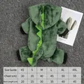 Green dinosaur coral fleece warm pet costume with size chart for small dogs and cats - XS / Dinosaur Costume