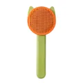 Cat-shaped pet slicker brush for grooming and massage in vibrant green and orange - Cat Ear Shape Style (ai-Style 3) / Bag Packaging / Green Cat Ears