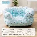 Cozy blue strawberry pattern pet sofa bed for dogs and cats with lace trim and size chart - Size 1 (45*35*22cm) / Blue Strawberry