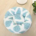 Gemütliches rundes Plüsch-Haustierbett aus blau-weißem Kunstfell für Hunde und Katzen - Geeignet für Haustiere unter 2,5 kg / 40CM / Blau und Weiß