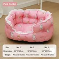 Cozy semi-enclosed pink pet bed with cute bunny pattern and lace trim for cats or dogs - Size 1 (45*35*22cm) / Pink Rabbit