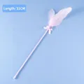 Bacchetta interattiva per gatti con piume rosa, campanellino e fiocco, lunghezza 31 cm - Stile Fiocco Di Nastro Rosa