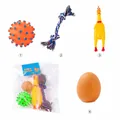 Set de 4 jouets pour animaux : balle en caoutchouc, corde, poulet et œuf - Set de 4 Jouets Économique
