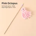 Gioco interattivo per gatti a forma di polpo rosa in peluche con bastoncino in legno - Stile Polpo / Legno / Rosa