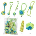7-teiliges, buntes Hundespielzeug-Set aus Baumwollseil für Welpen zur Zahnpflege und zum Kauen - Seilknoten-Stil / 7-teiliges Set