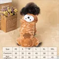Brown coral fleece pet hoodie with panda design and size chart for dogs - M / Brown Bear Costume / Brown