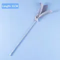 Bacchetta per gatti glitterata con piume grigie e campanellino, 31 cm - Stile Fiocco Grigio