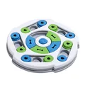 Jouet distributeur interactif de nourriture pour chien stimulant en bleu et vert - Plateau à Friandises Cyclone Sonore / Emballage en boîte / Blanc