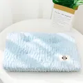Soft sea salt blue plush pet mat for small dogs and cats winter warming comfort pad - Size 2 (55x35cm) / Sea Salt Blue