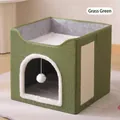 Casetta per gatti pieghevole a due livelli verde erba con tiragraffi in sisal incluso - Stile Sisal a Uno Strato / 40x40x37cm / Verde erba