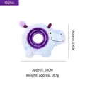 Jouet en peluche hippopotame bleu pour chien avec anneau de dentition, 28 cm de long - Hippopotame