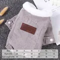 Chaleco gris de pana para mascotas con cuello de lana y tabla de tallas - XS / Gris